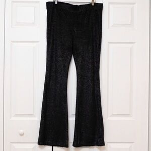 Free People Black Velvet Burnout Damask Brocade Jacquard Velour Flares BOHEMIAN